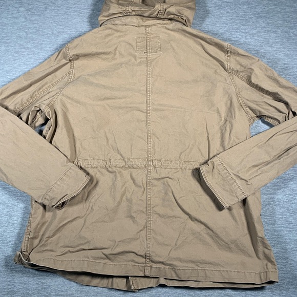Old Navy Jacket Mens XL Tan Hooded Utility Cotton Blend Zip Front Cargo Pockets - Picture 12 of 13